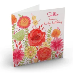 Card Factory Personalised Nik Golesworthy Birthday Card - Pink & Orange Flowers