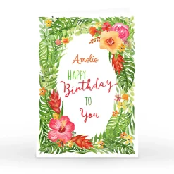 New Personalised Nik Golesworthy Birthday Card - Flowers & Foliage For Wife|For Sister