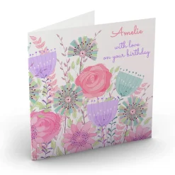 Card Factory Personalised Nik Golesworthy Birthday Card - Pastel Flowers