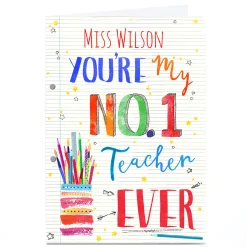 Personalised Nikki Golesworthy Card - No.1 Teacher Thank You