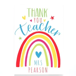 Discount Personalised Nikki Whiston Thank You Teacher Card - Rainbow Thank You