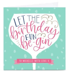 Card Factory Personalised Nikki Whiston Birthday Card - Gin