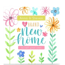 Personalised Nikki Whiston New Home Card - Flowers Premium Square|New Home
