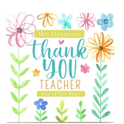 Outlet Personalised Nikki Whiston Thank You Teacher Card - Flowers Thank You
