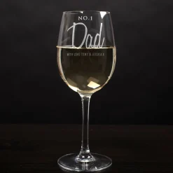 Clearance Personalised No1 Dad Wine Glass Personalised Glasses|Glassware