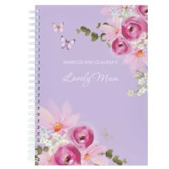 Personalised Notebook - Purple Flowers Personalised Notebooks And Stationery|Notebooks & Stationery