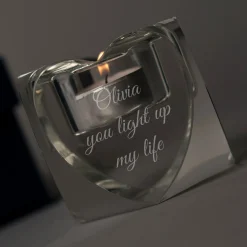 Card Factory Personalised Optical Crystal Heart Tealight Holder