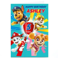 Best Personalised Paw Patrol Birthday Card - Name & Age Kids Tv & Film|For Kids