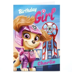 New Personalised Paw Patrol Movie Birthday Card - Birthday Girl Kids Tv & Film|For Kids