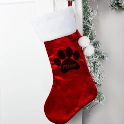 Outlet Personalised Paw Print Red Stocking Gifts For Pets|Christmas Gifts