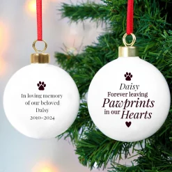 Hot Personalised Pawprints Memorial Bauble Christmas Gifts|Gifts For Couples