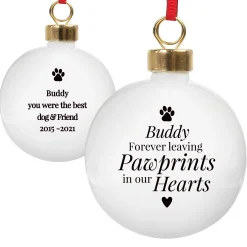 Hot Personalised Pawprints Memorial Bauble Christmas Gifts|Gifts For Couples
