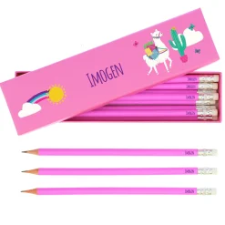 Online Personalised Pencils & Box - Llama Kids Personalised Notebooks And Stationery|Notebooks & Stationery
