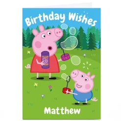 Kids Card Factory Personalised Peppa Pig Birthday Card - Bubbles