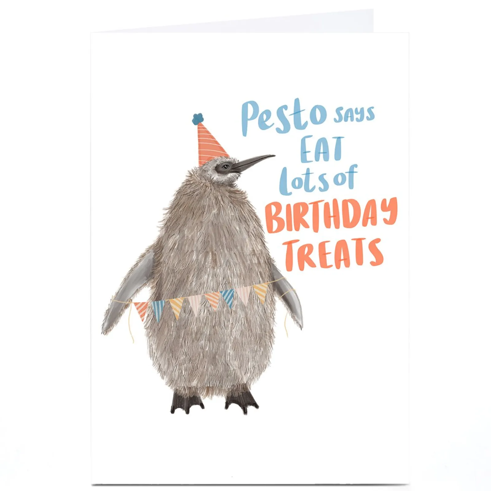 Card Factory Personalised Pesto Penguin Birthday Card - Eat Lots of Birthday Treats