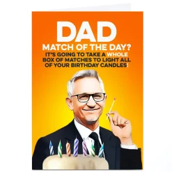 Card Factory Personalised PG Quips Birthday Card - Match of The Day, Dad