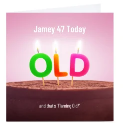 Card Factory Personalised PG Quips Birthday Card - Flaming Old, Editable Age