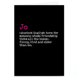 Card Factory Personalised PG Quips Card - Define Friendship