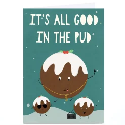 Hot Personalised Phoebe Munger Christmas Card - All good in the Pud Funny|Christmas