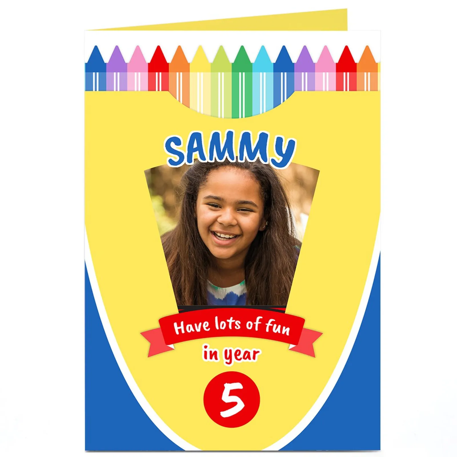 Personalised Photo Card - Crayons, New School Year Photo