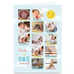 Sale Personalised Photo Card - One Year Old Kids For Son|For Nephew