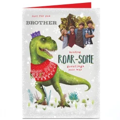 Best Personalised Photo Christmas Card - Roar-some Greetings Brother Christmas|Photo