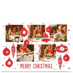 Discount Personalised Photo Christmas Card - Red Hanging Baubles Christmas|Photo