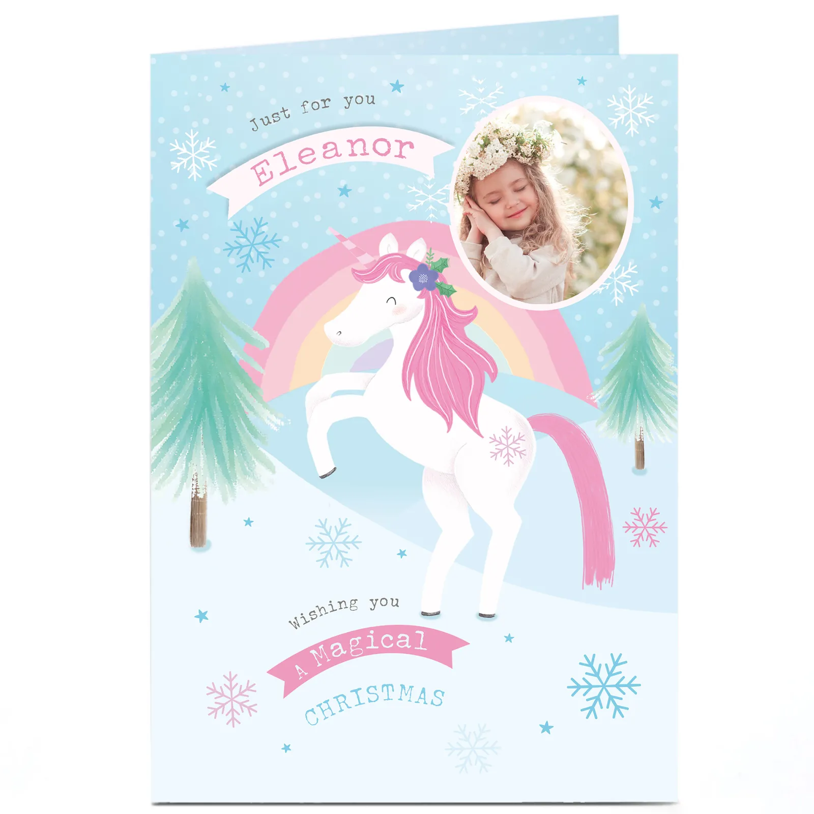 Card Factory Personalised Photo Christmas Card - Unicorn Magic