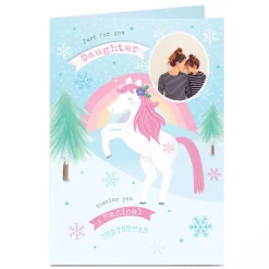 Outlet Personalised Photo Christmas Card - Unicorn Magic Daughter Christmas|Photo