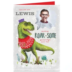 Card Factory Personalised Photo Christmas Card - Roar-some Greetings
