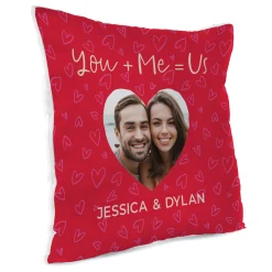 Card Factory Personalised Photo Cushion - You + Me = Us