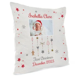 Card Factory Personalised Photo Cushion - Baby's First Christmas