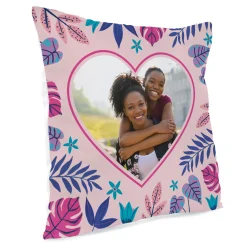 Card Factory Personalised Photo Cushion - Bright Florals Heart