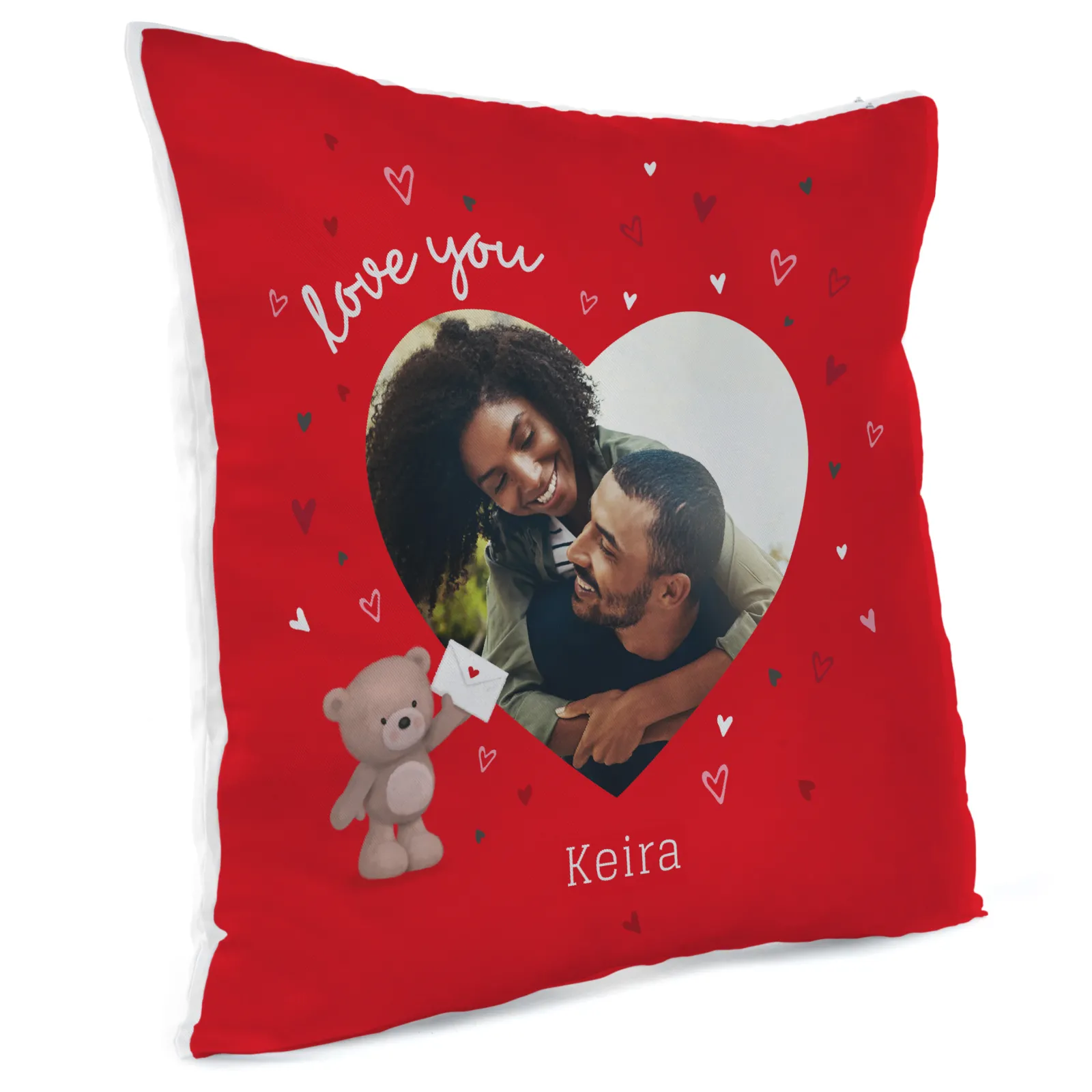 Card Factory Personalised Photo Cushion - Love You Hugs and Hearts