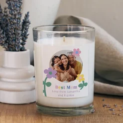 Hot Personalised Photo Upload Scented Candle - Best Mum Flower Design Photo Gifts|Gifts For Her