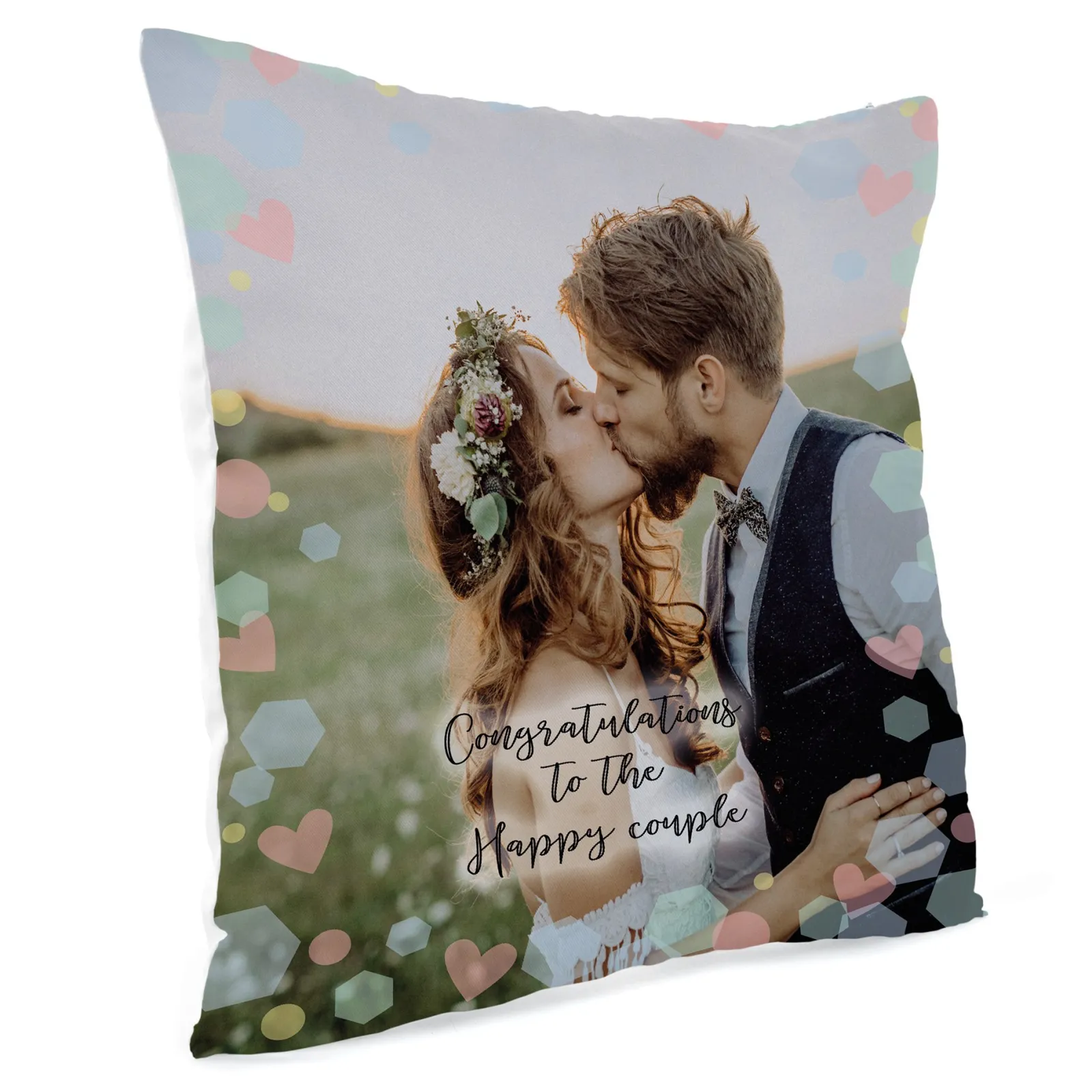 Personalised Photo Upload Cushion - Congratulations To The Happy Couple Personalised Cushions|Photo Gifts