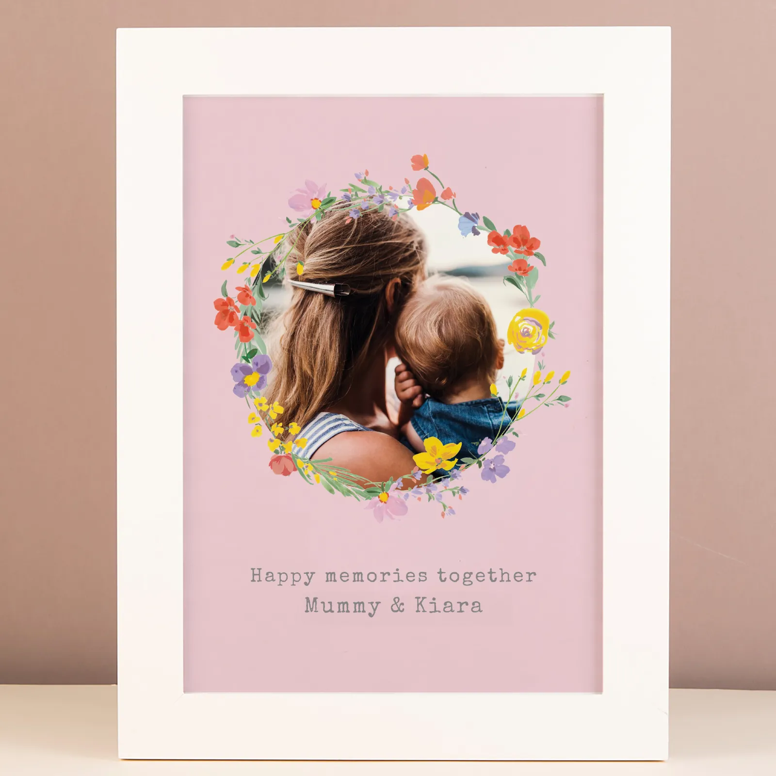 Personalised Photo Upload Framed Print - Floral Circle Personalised Canvas & Wall Art|Photo Gifts