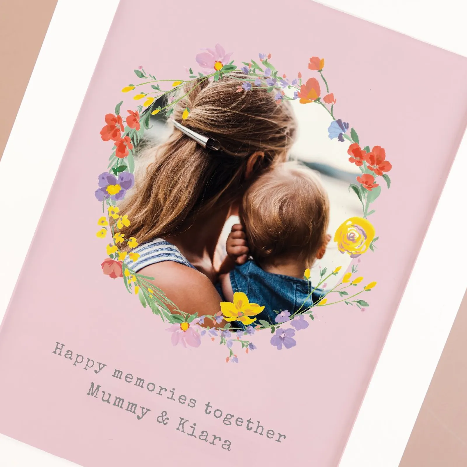 Personalised Photo Upload Framed Print - Floral Circle Personalised Canvas & Wall Art|Photo Gifts