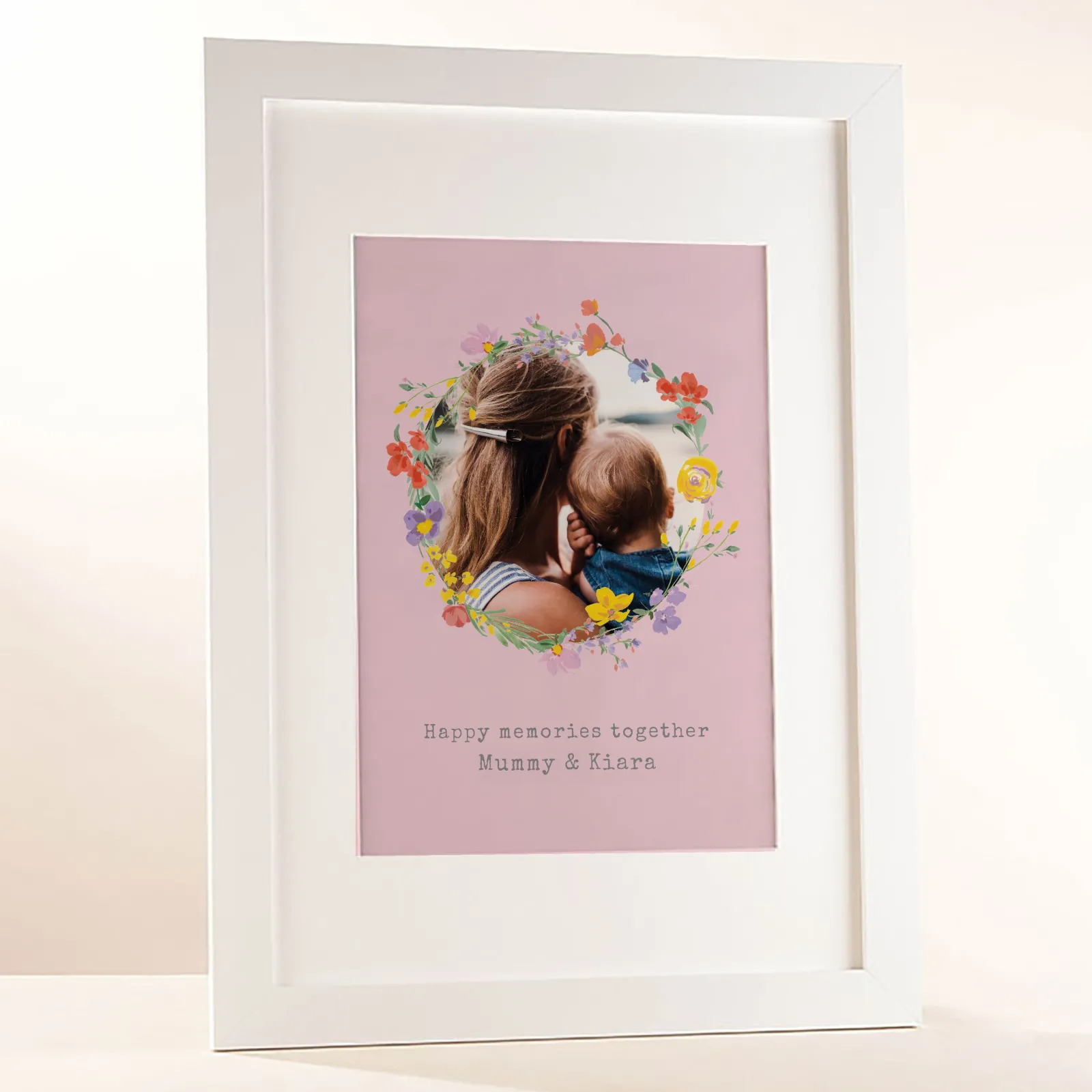 Personalised Photo Upload Framed Print - Floral Circle Personalised Canvas & Wall Art|Photo Gifts