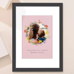 Personalised Photo Upload Framed Print - Floral Circle Personalised Canvas & Wall Art|Photo Gifts