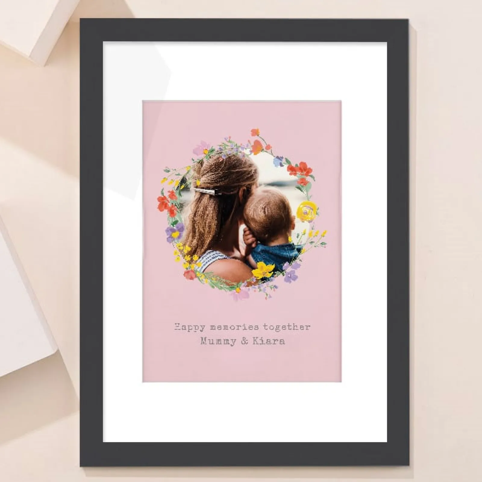 Personalised Photo Upload Framed Print - Floral Circle Personalised Canvas & Wall Art|Photo Gifts