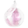 Hot Personalised Pink Feather Glass Bauble Jewellery & Keepsakes|Memorial Gifts