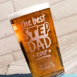 Card Factory Personalised Pint Glass - The Best Stepdad