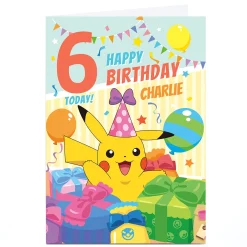 Kids Card Factory Personalised Pokemon Birthday Card - Pikachu & Gifts
