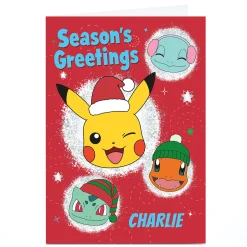 Card Factory Personalised Pokemon Christmas Card - Starter Pokemon