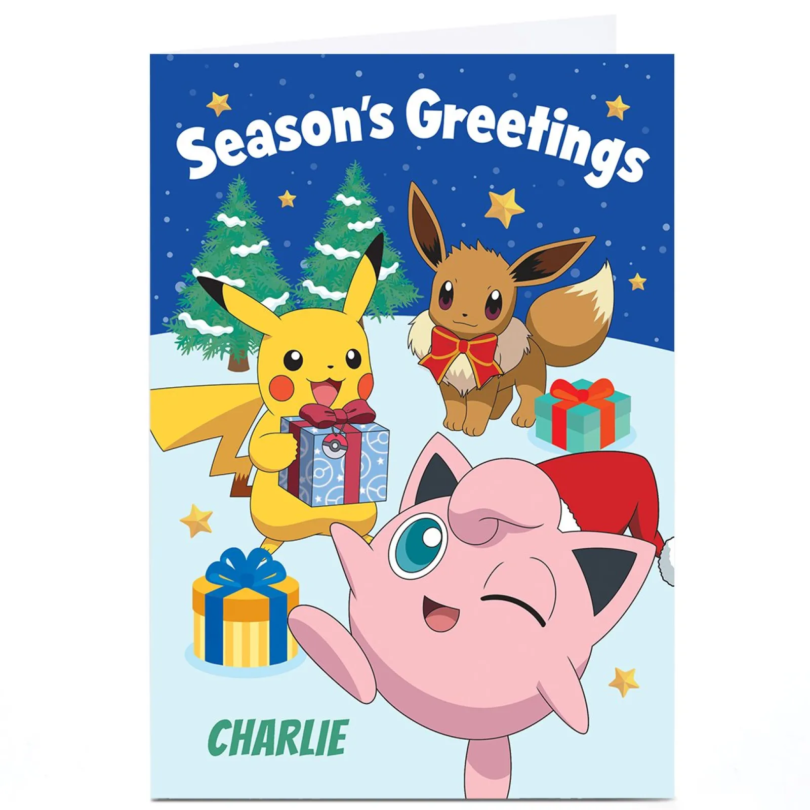 Online Personalised Pokemon Christmas Card - Tree & Gifts Tv & Film|Christmas