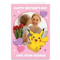 Sale Personalised Pokemon Mother's Day Card - Pikachu Photo