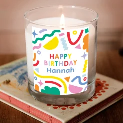 Clearance Personalised Pomegranate & Cashmere Scented Candle - Happy Birthday Bright Colours Scented Candles|Gifts For Him
