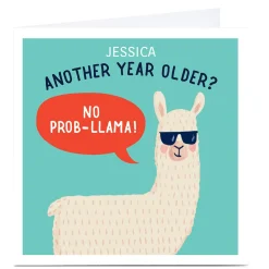 Outlet Personalised Pop! Birthday Card - No Prob-Llama Premium Square|Funny