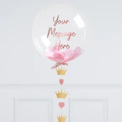 Outlet Personalised Princess Confetti Bubble Balloon - Delivered Inflated! Kids Balloons For Kids|Personalised & Photo Balloons